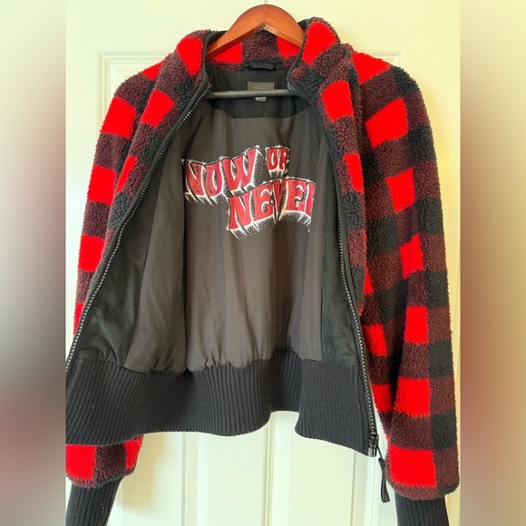 Mother Funnel Neck Ribbed Jacket Women's Small Buffalo Plaid Teatime - Picture 9 of 14